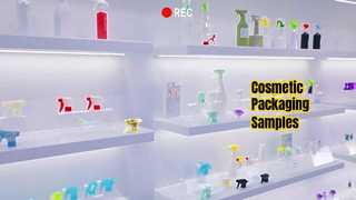 Sala de amostras de fábrica de embalagens cosméticas